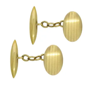 Gold Striped Cuff Links