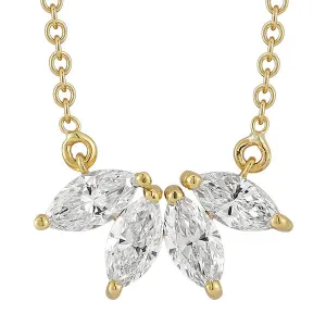 Grown Diamond Fan Necklace in 14K Yellow Gold