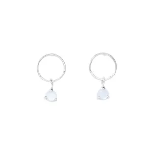 Hand Hammered Circle   Faceted Moonstone Earring