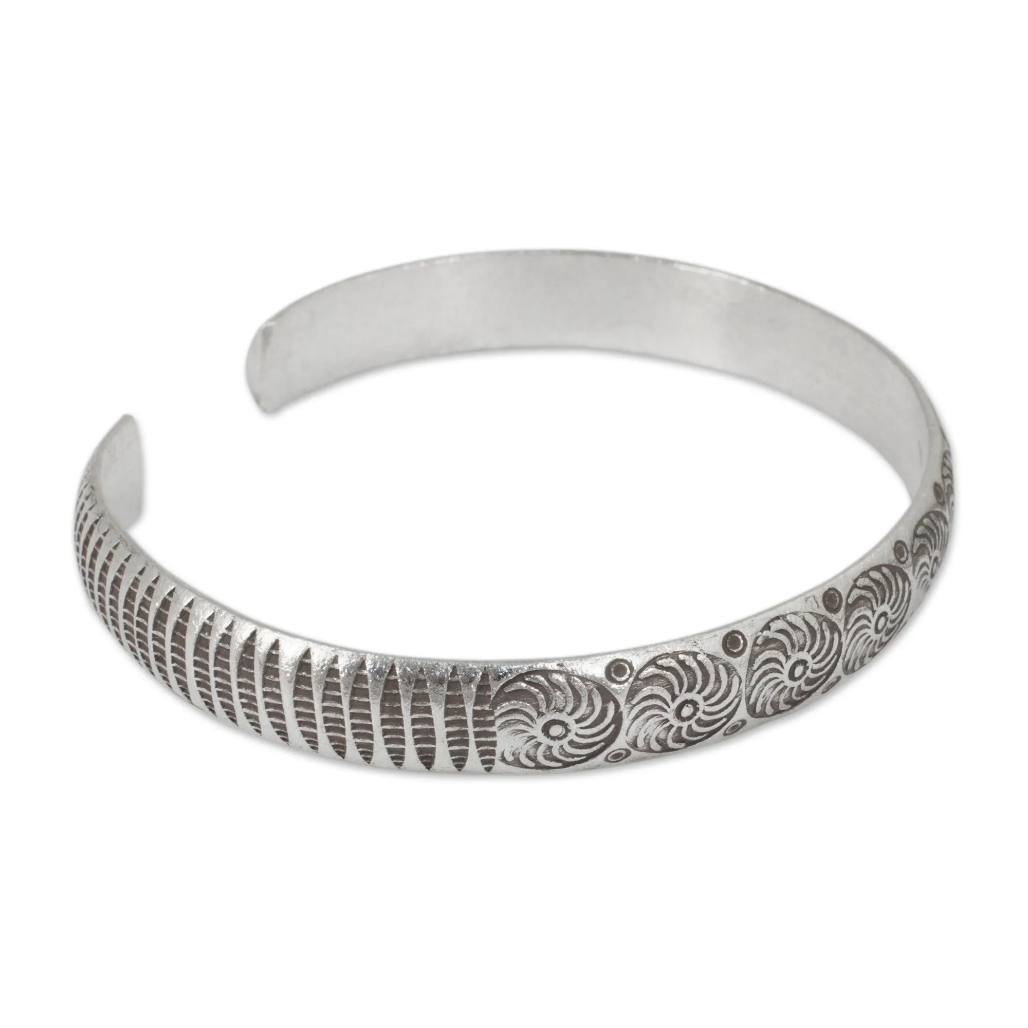 Hand Stamped Karen Hill Tribe Artisan Silver Cuff Bracelet - Karen Whirlwind | NOVICA