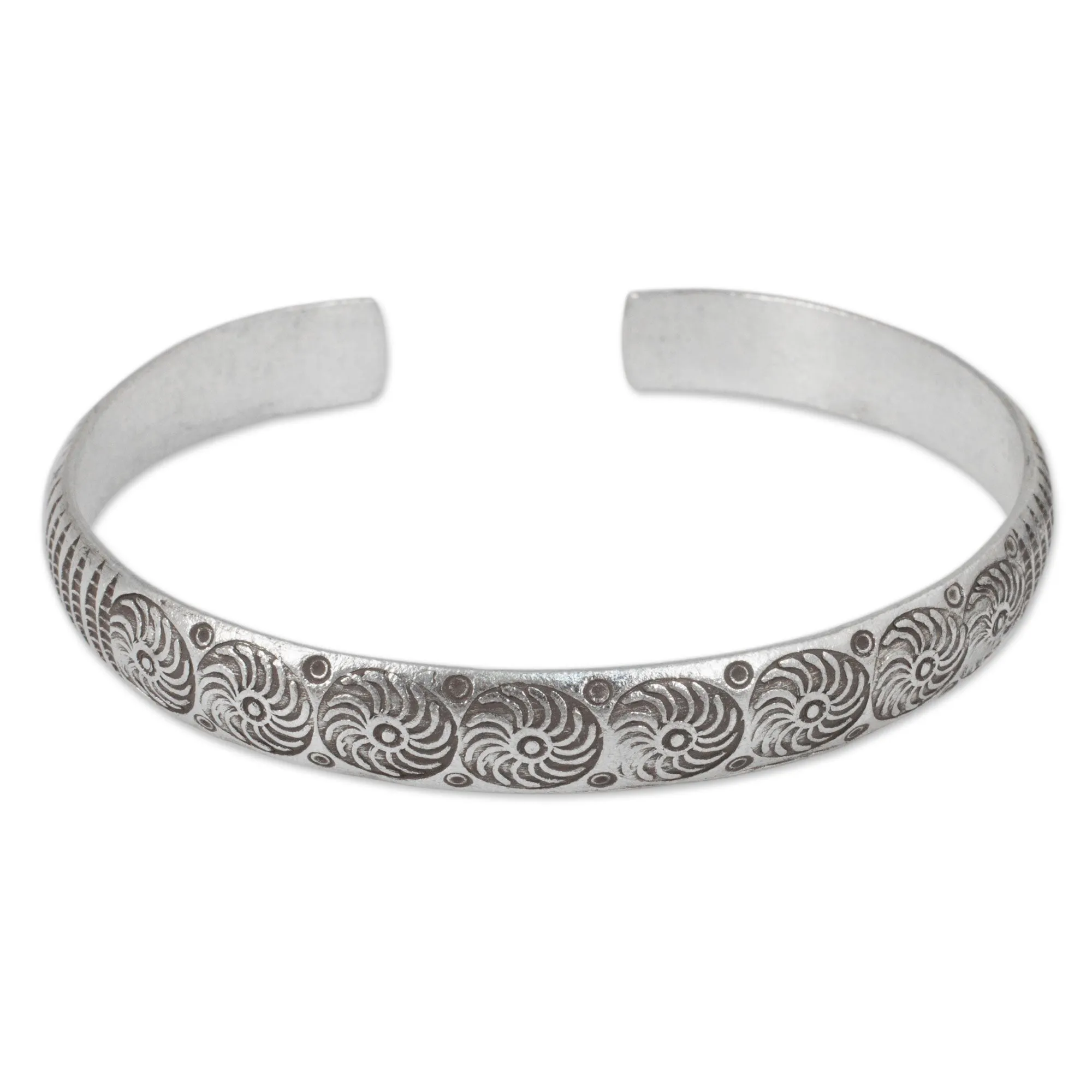 Hand Stamped Karen Hill Tribe Artisan Silver Cuff Bracelet - Karen Whirlwind | NOVICA