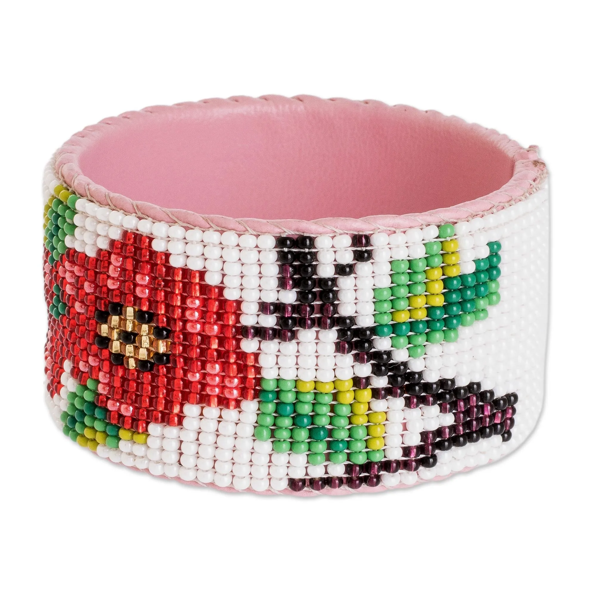 Handmade Floral Bead Cuff Bracelet - Flowers of Spring | NOVICA