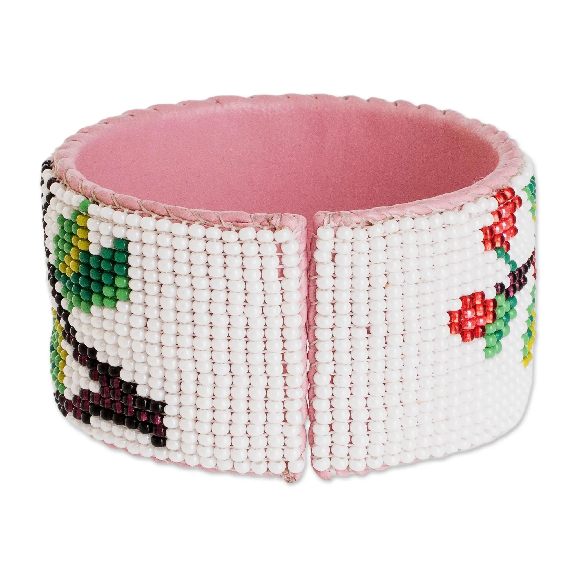 Handmade Floral Bead Cuff Bracelet - Flowers of Spring | NOVICA