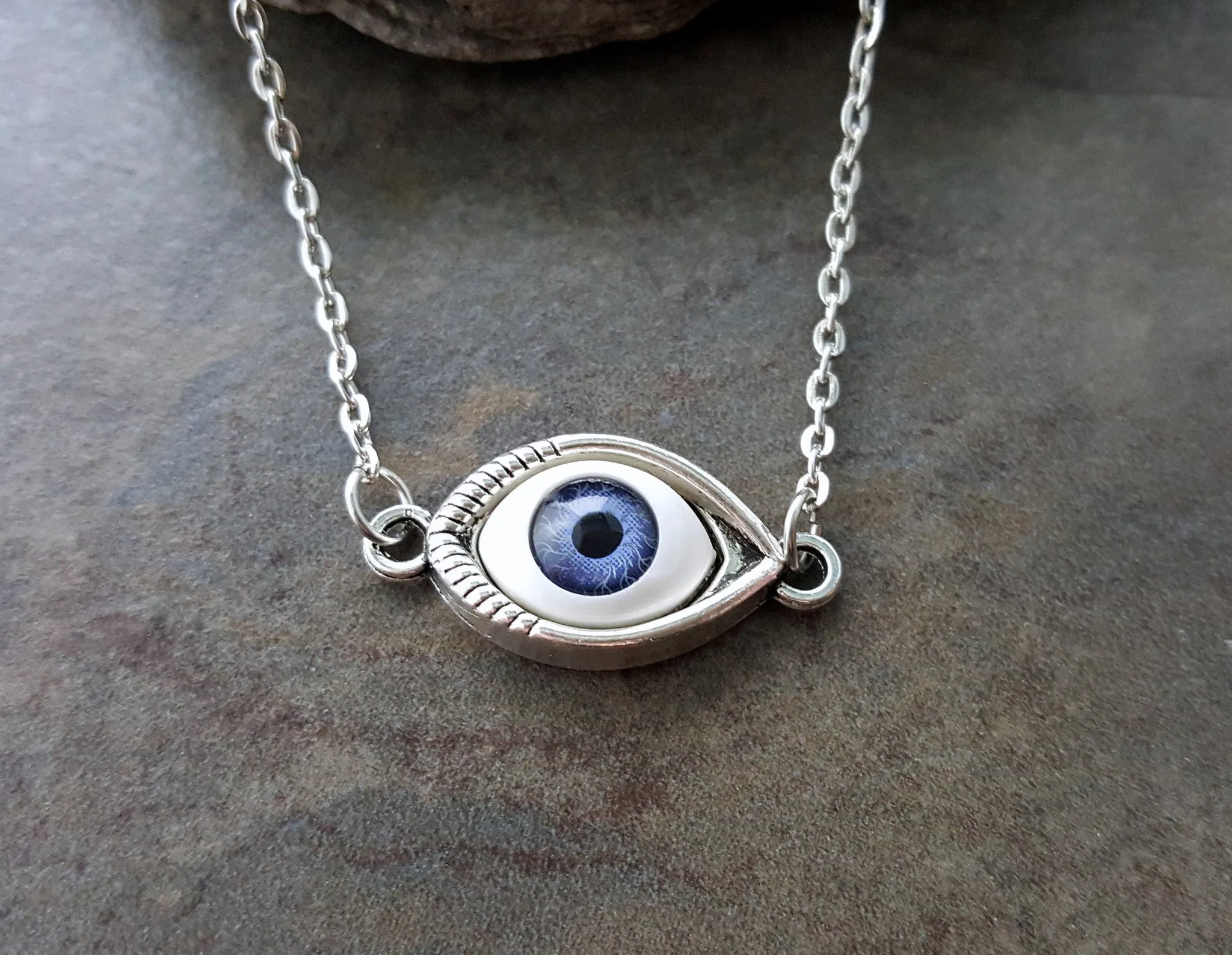 Handmade Silver Eyeball Necklace