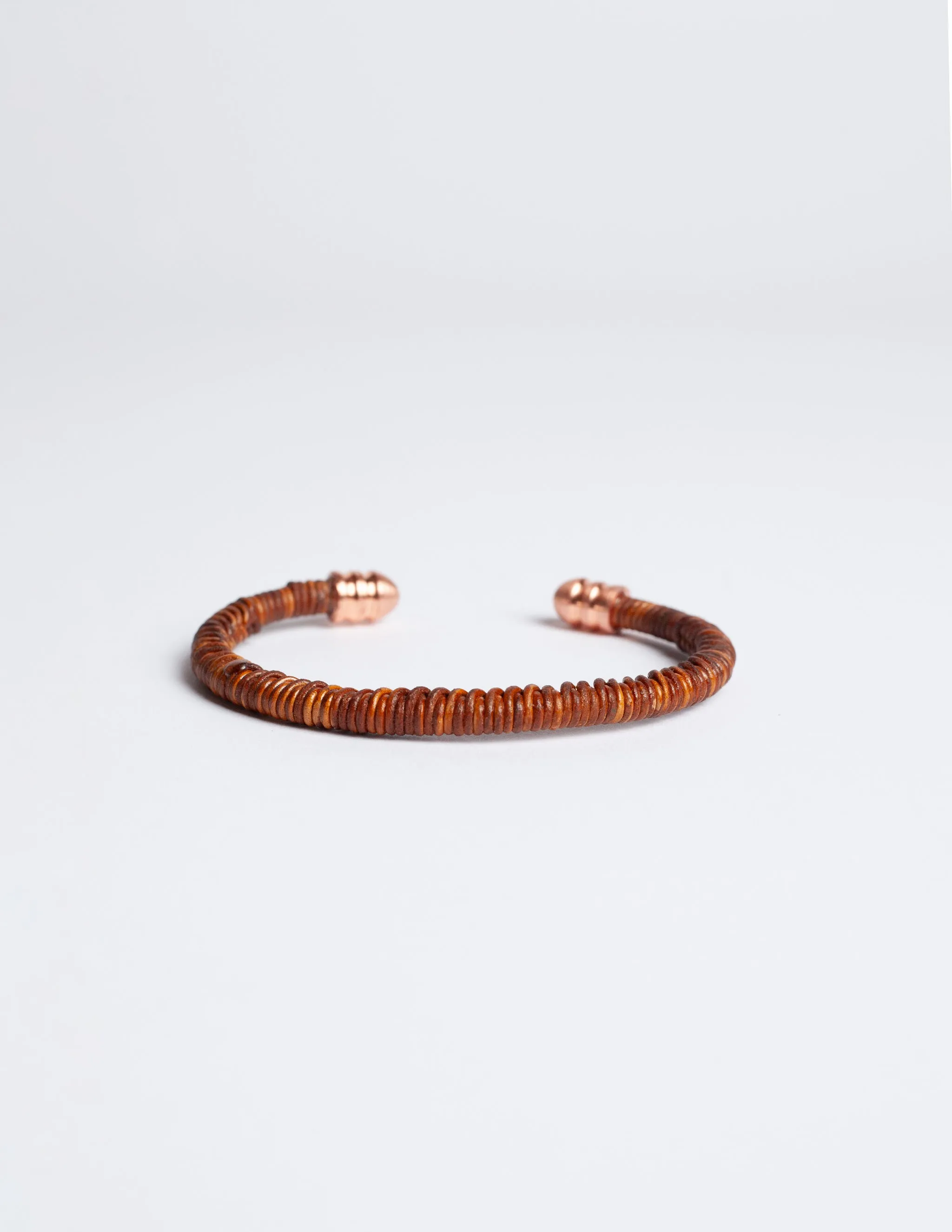 Helio Ascari Thin Leather Wrapped Copper Cuff Bracelet