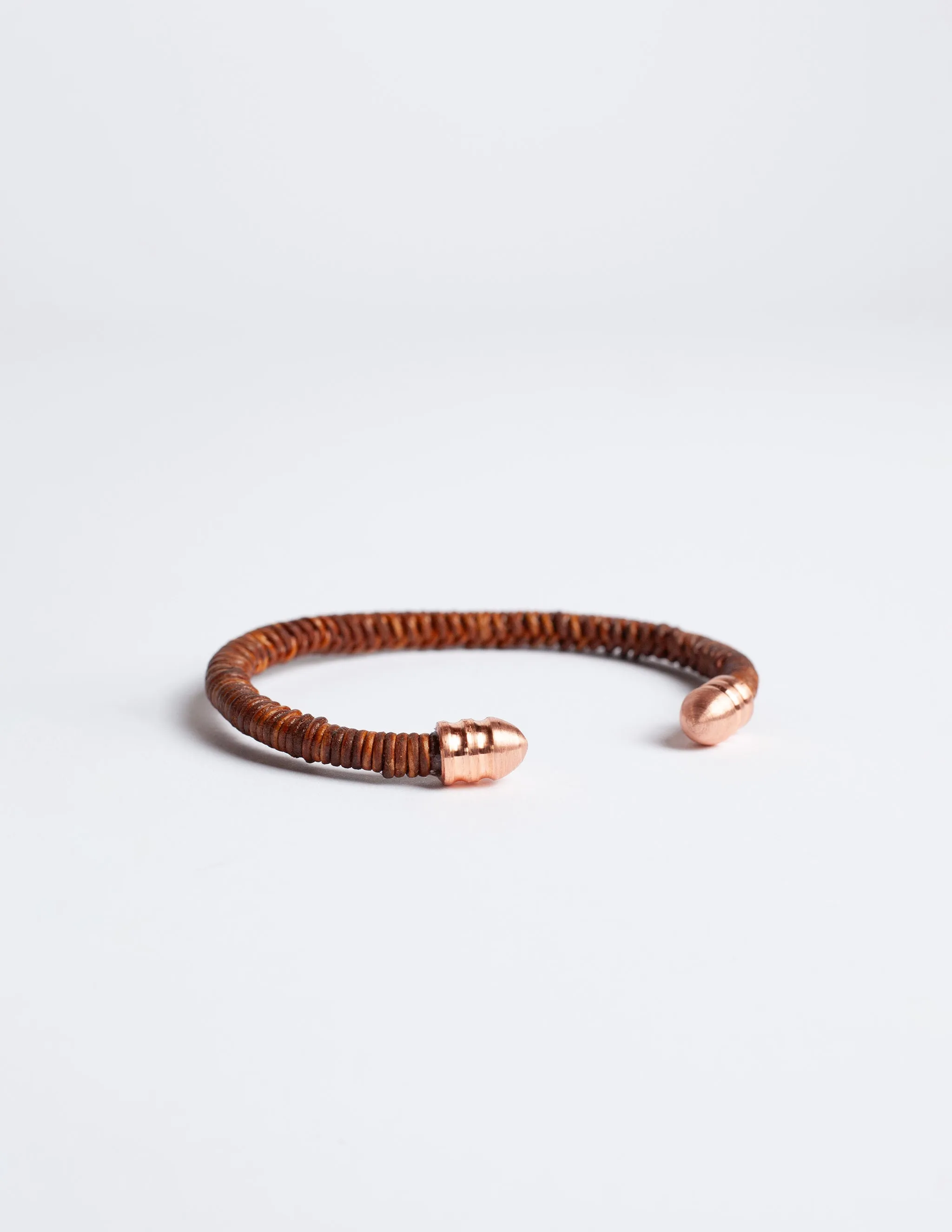 Helio Ascari Thin Leather Wrapped Copper Cuff Bracelet