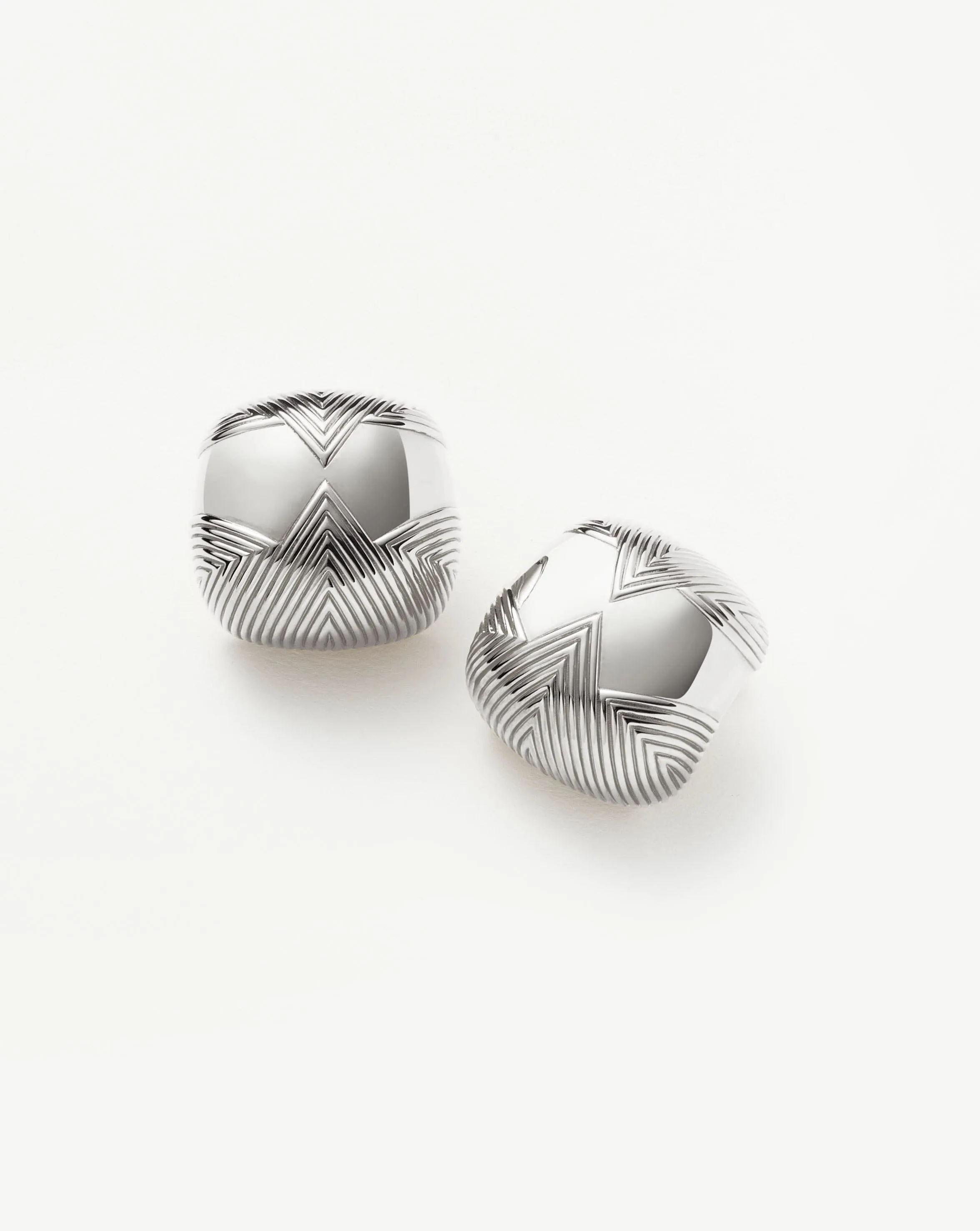 Hera Oversized Dome Ridge Stud Earrings | Silver Plated