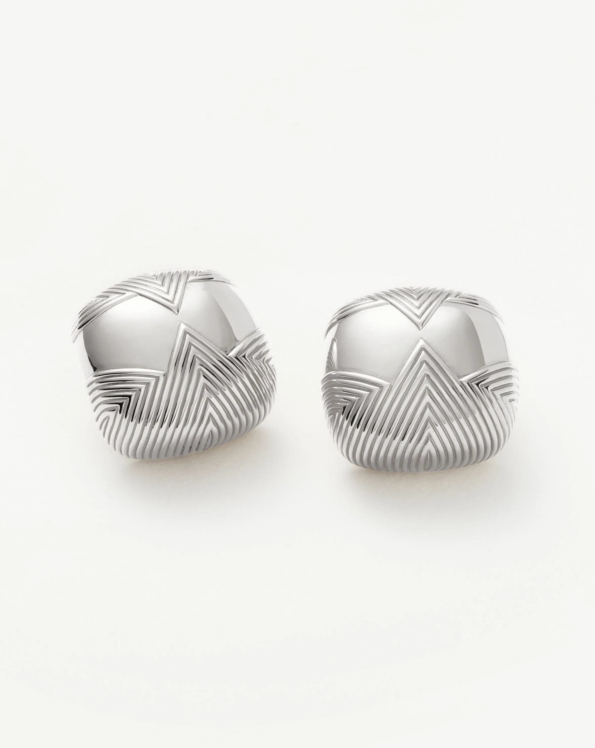 Hera Oversized Dome Ridge Stud Earrings | Silver Plated