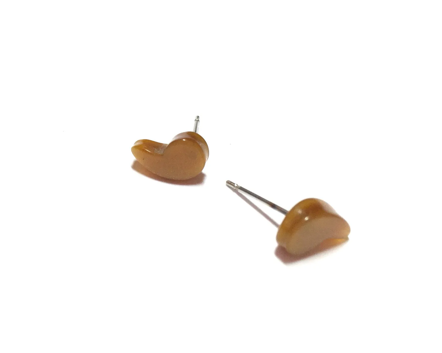 Honey Gold Moonglow Lucite Comma Stud Earrings