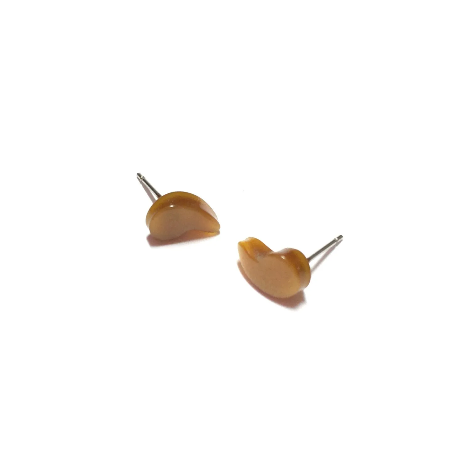 Honey Gold Moonglow Lucite Comma Stud Earrings