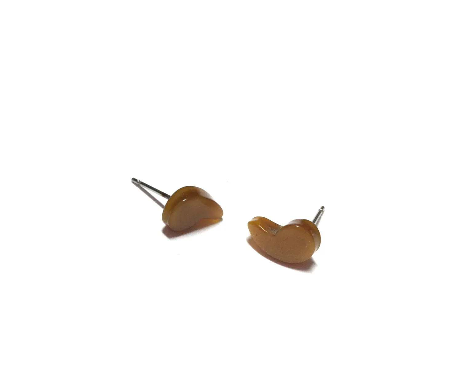 Honey Gold Moonglow Lucite Comma Stud Earrings