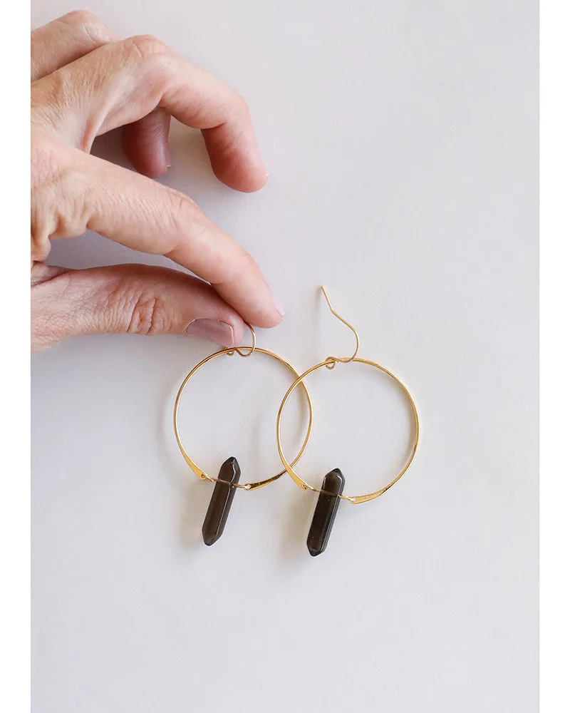 Hoops - Smoky Quartz