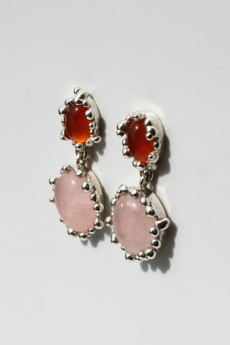 House of Hudson Blobby Carnelian and Rose Quartz Earrings