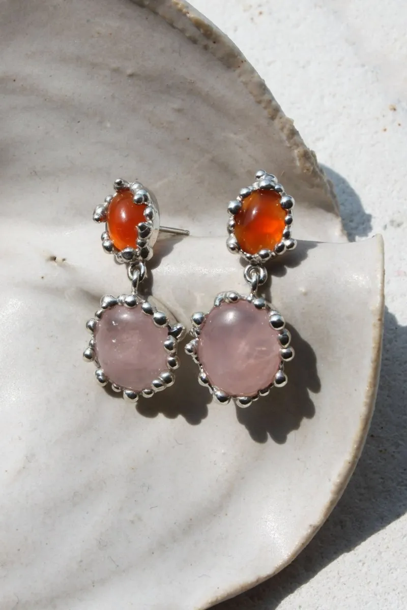 House of Hudson Blobby Carnelian and Rose Quartz Earrings