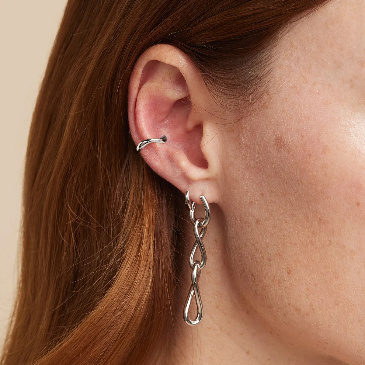 Infinite Drop Stud Earrings in Silver