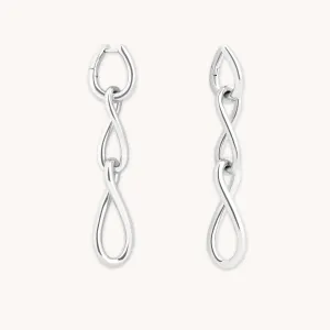 Infinite Drop Stud Earrings in Silver