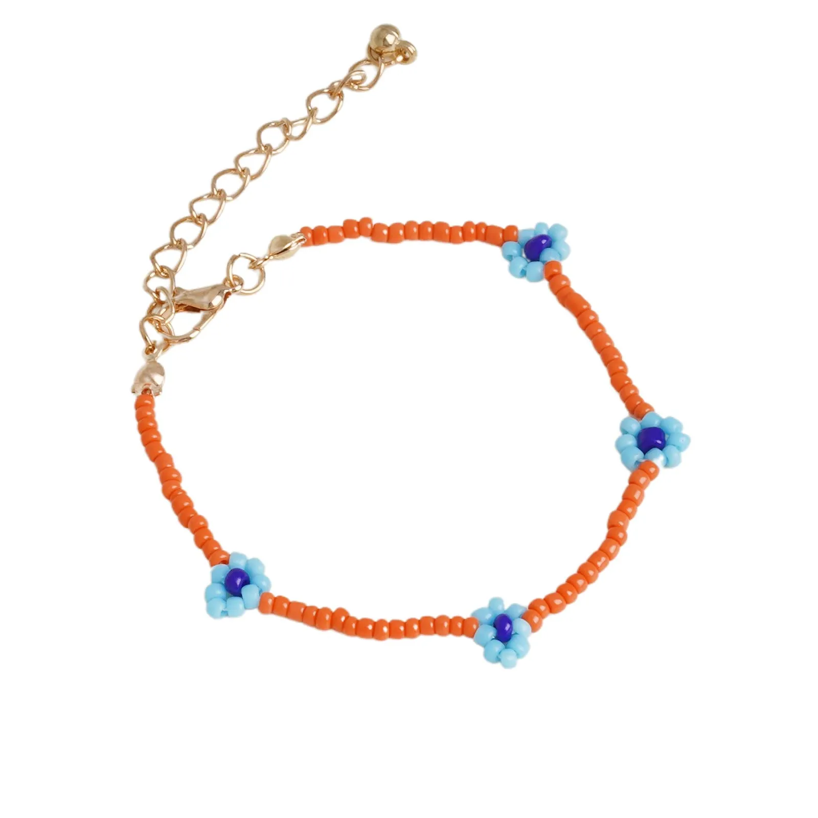 Joker & Witch Daisy Bloom Orange Beaded Bracelet for Women