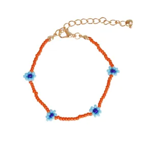 Joker & Witch Daisy Bloom Orange Beaded Bracelet for Women