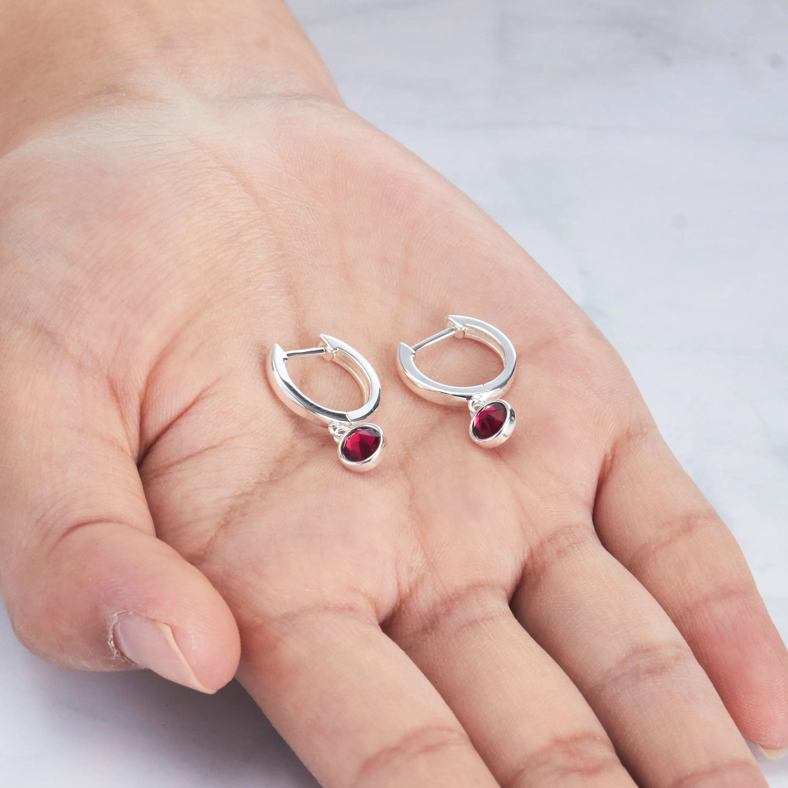 July Birthstone Hoop Earrings Created with Ruby Zircondia® Crystals