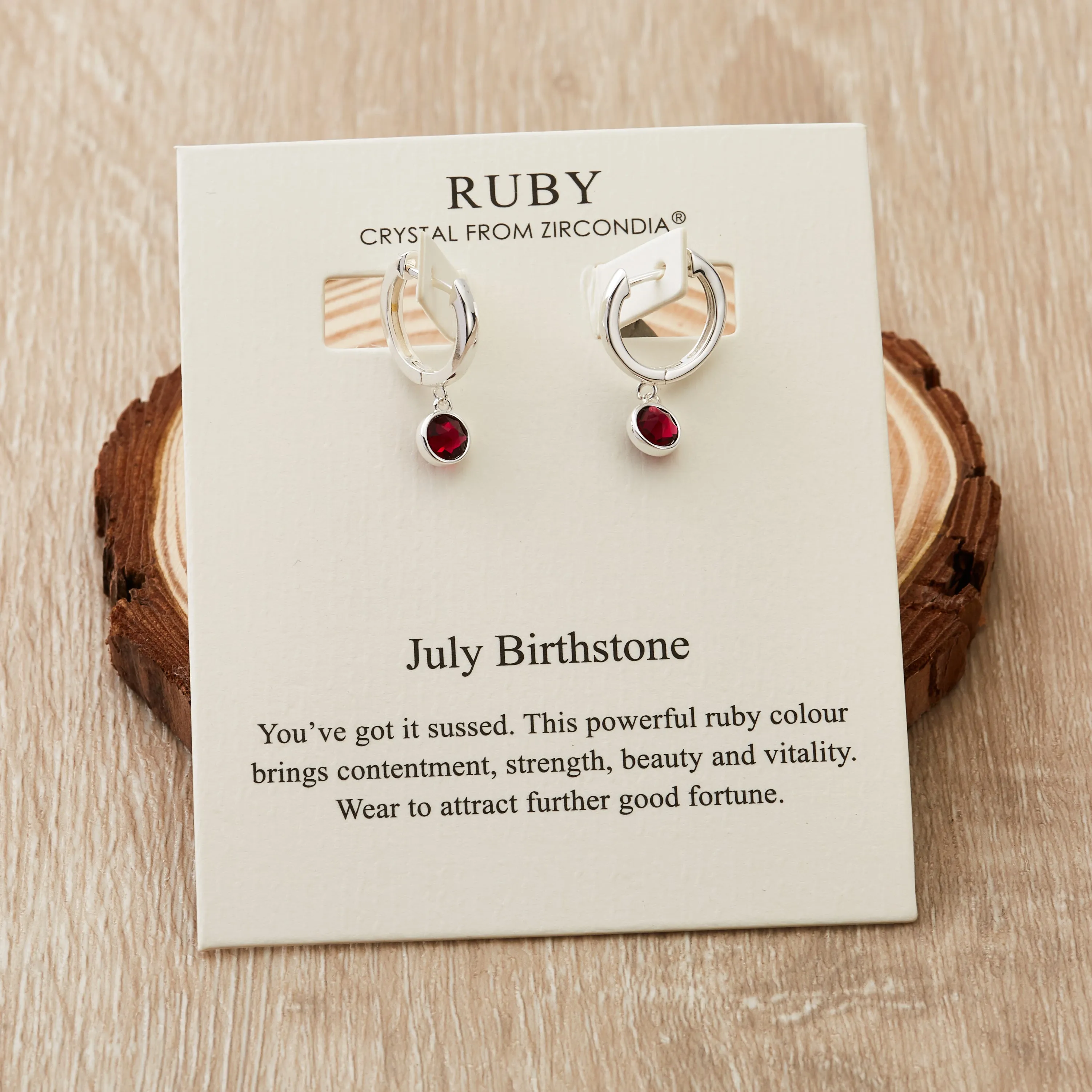 July Birthstone Hoop Earrings Created with Ruby Zircondia® Crystals