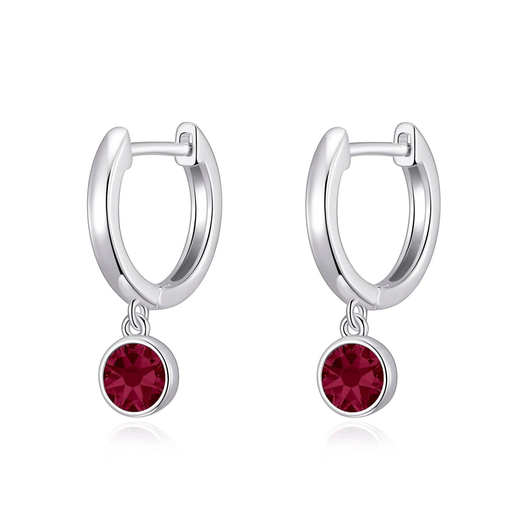 July Birthstone Hoop Earrings Created with Ruby Zircondia® Crystals