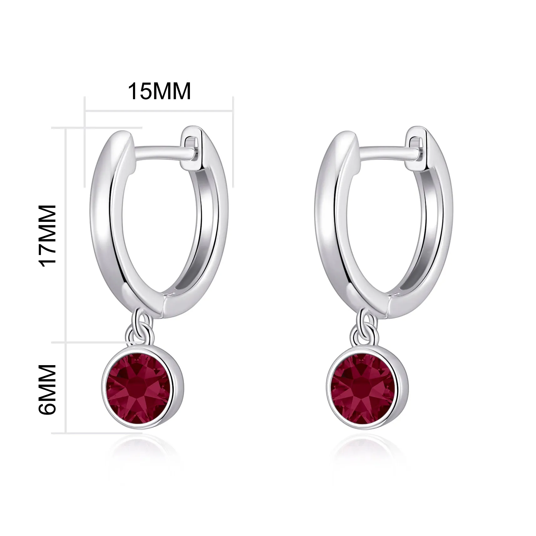 July Birthstone Hoop Earrings Created with Ruby Zircondia® Crystals