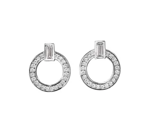 Kelly Waters Platinum Finish CZ Circle Stud Earrings (SI6065)