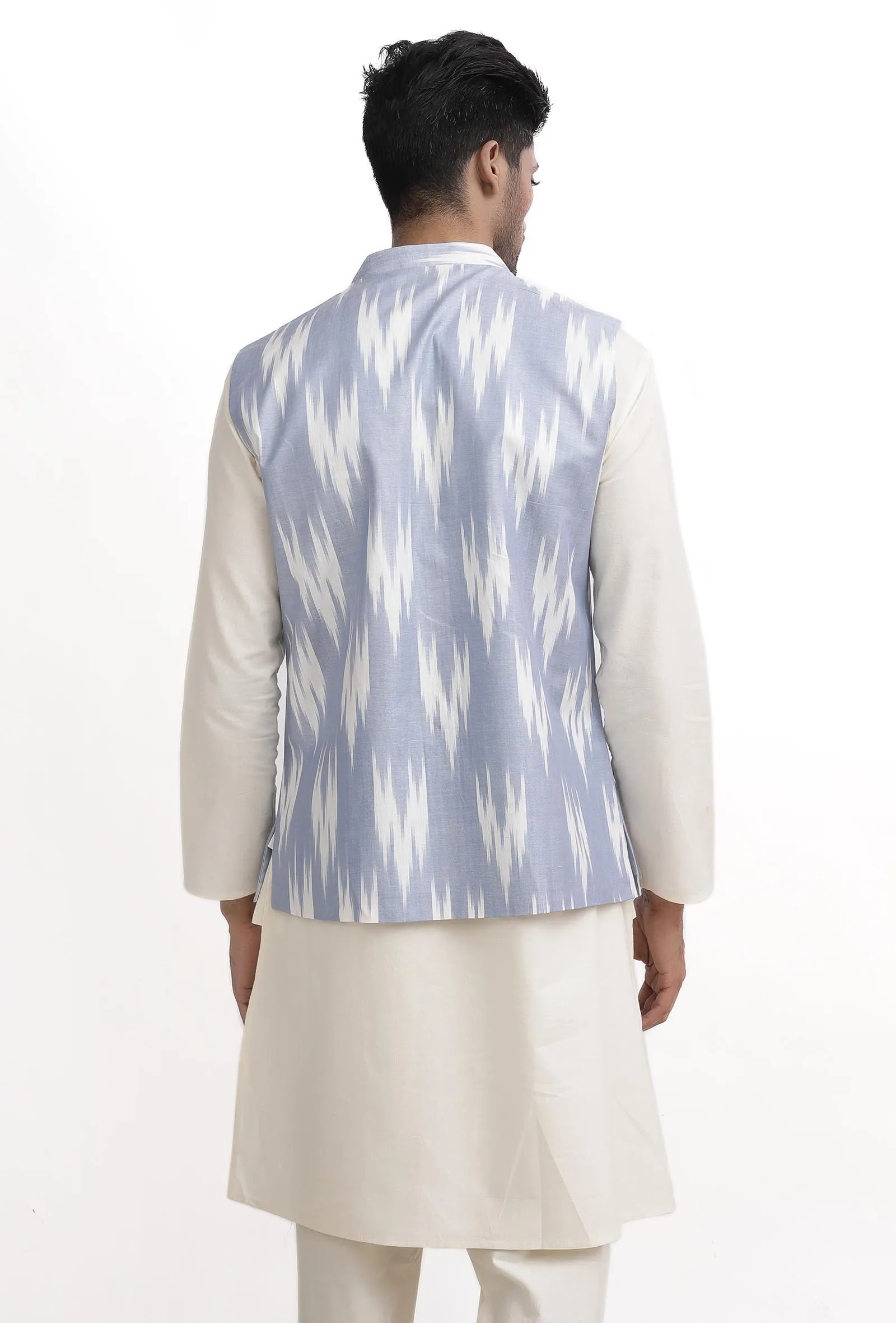 Lapis Blue Ikat Nehru Jacket