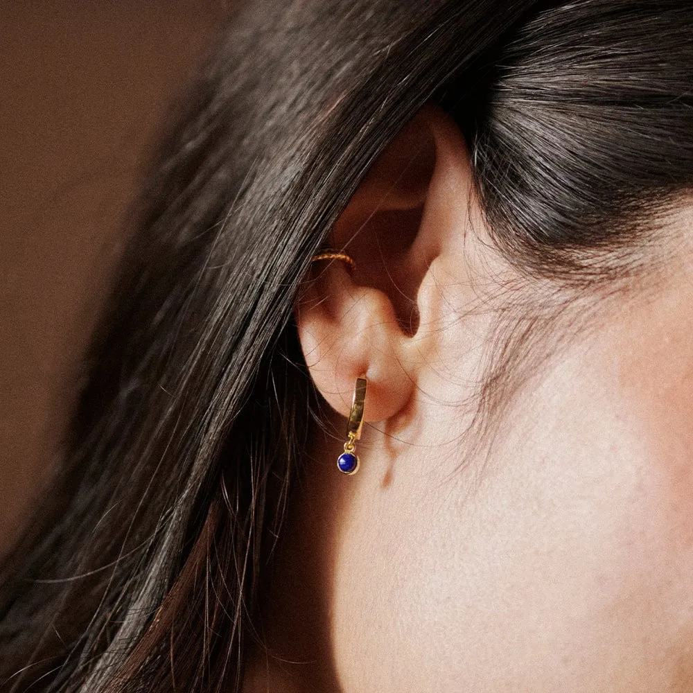 Lapis Healing Huggie Hoop Earrings 18ct Gold Plate