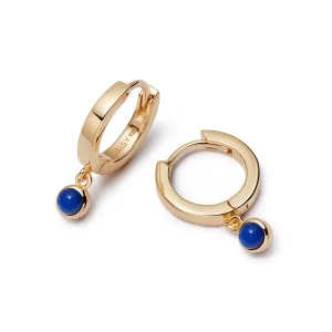 Lapis Healing Huggie Hoop Earrings 18ct Gold Plate