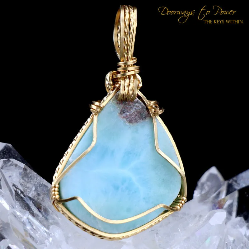 Larimar Crystal Pendant 14k  'Atlantis'