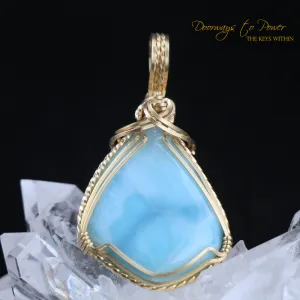 Larimar Crystal Pendant 14k  'Atlantis'