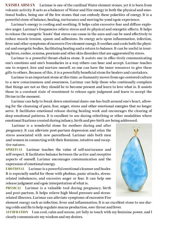 Larimar Crystal Pendant 14k  'Atlantis'