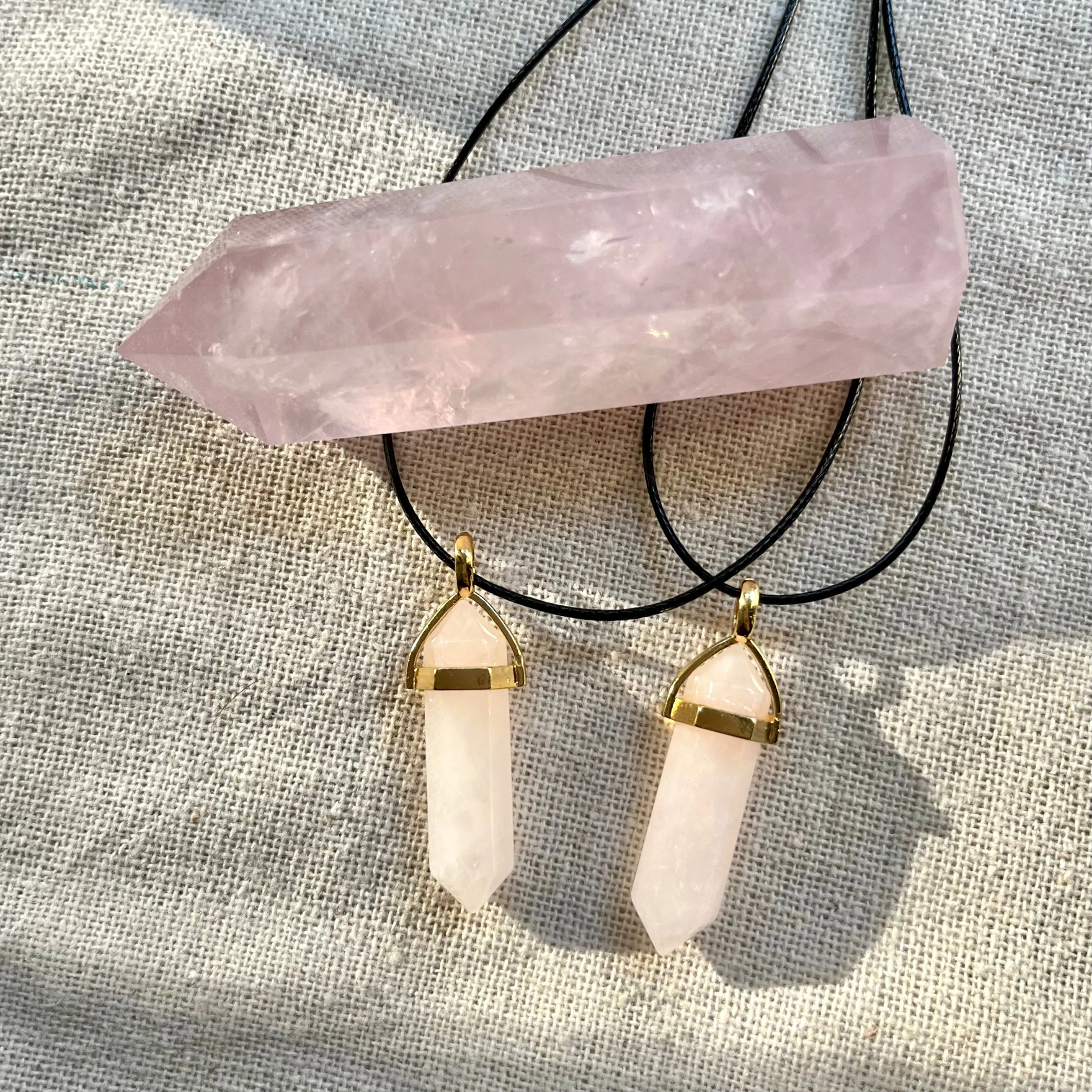 Lithos Point Pendant - Rose Quartz