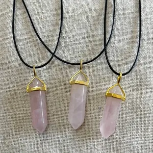 Lithos Point Pendant - Rose Quartz