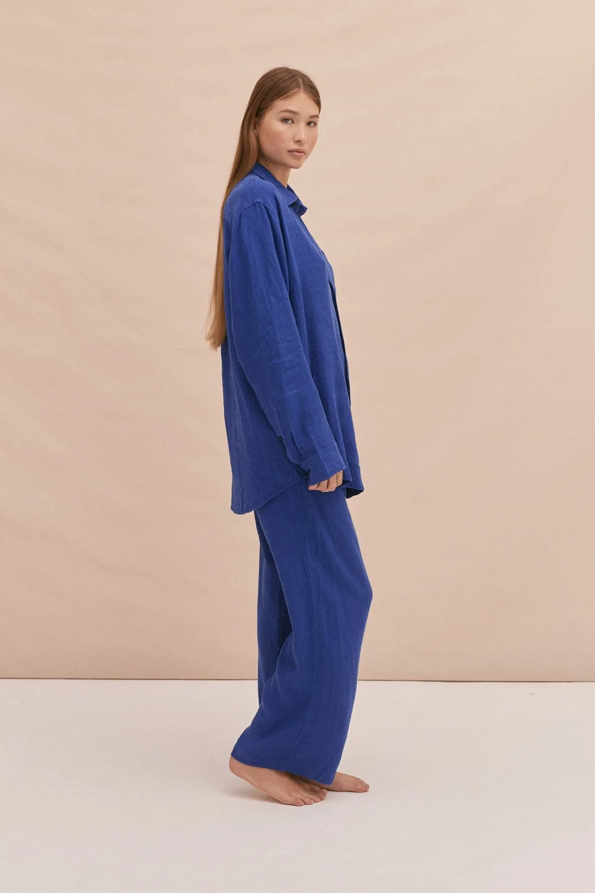 Lounge Trouser Lazuli Cobalt Blue Linen