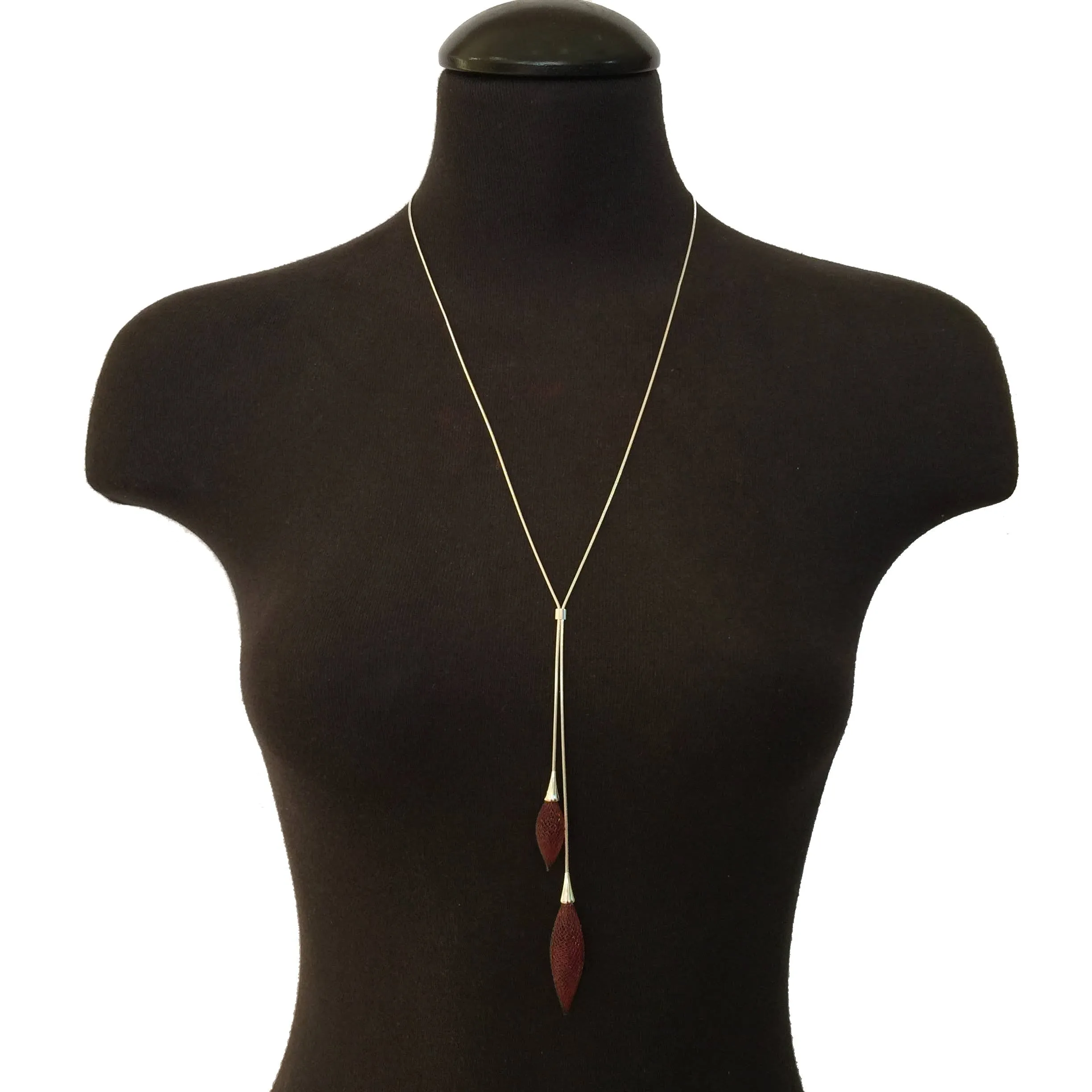 Maroon Adjustable Nylon Bulb Necklace