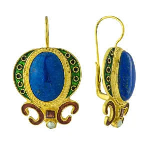 Medici Lapis, Garnet and Pearl Earrings