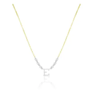 Meira T Dainty  Diamond Monogram Necklace in 14kt Yellow Gold