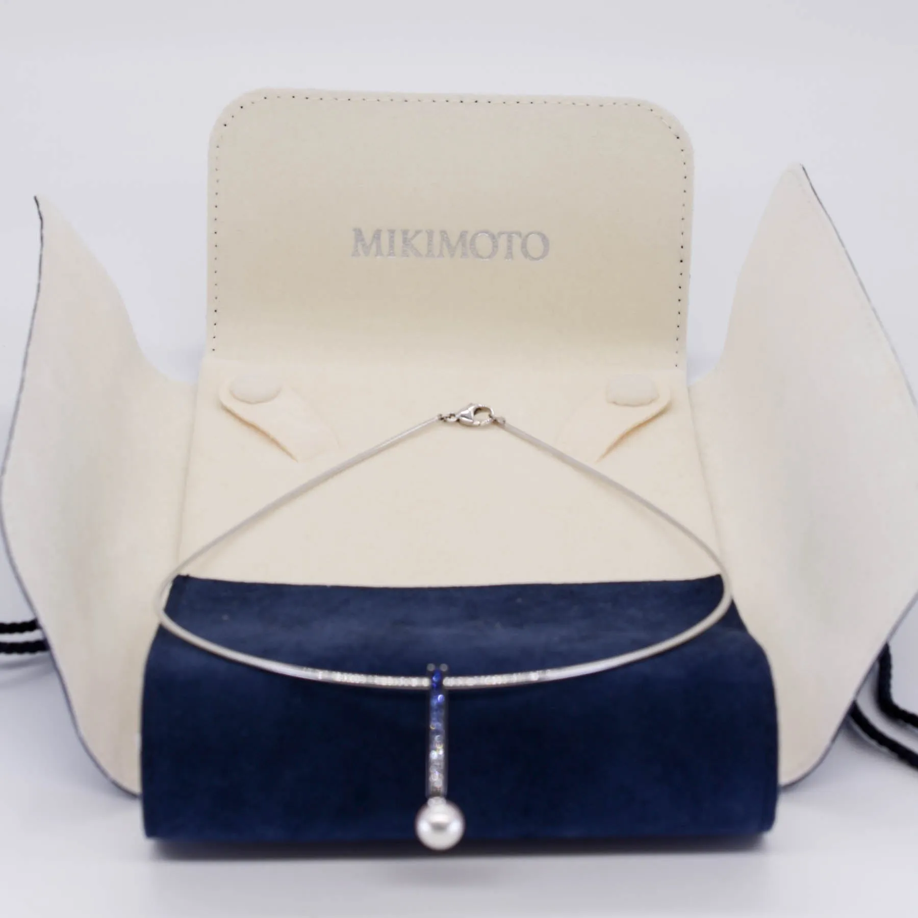 'Mikimoto' Elements of Life Akoya Pearl and Sapphire Ocean Necklace | 8.3mm, 0.85ctw |