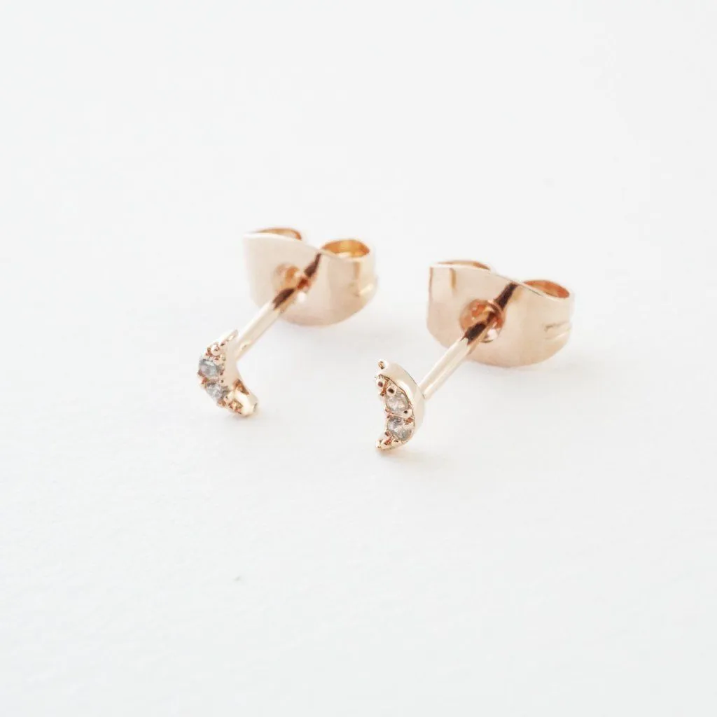 Mini Moon Crystal Stud Earrings