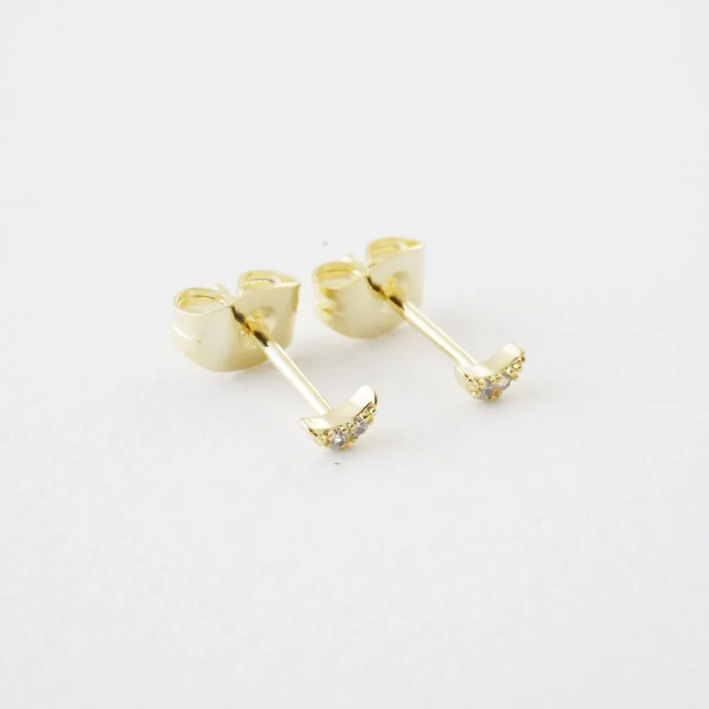 Mini Moon Crystal Stud Earrings