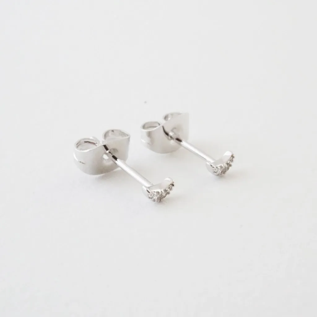 Mini Moon Crystal Stud Earrings