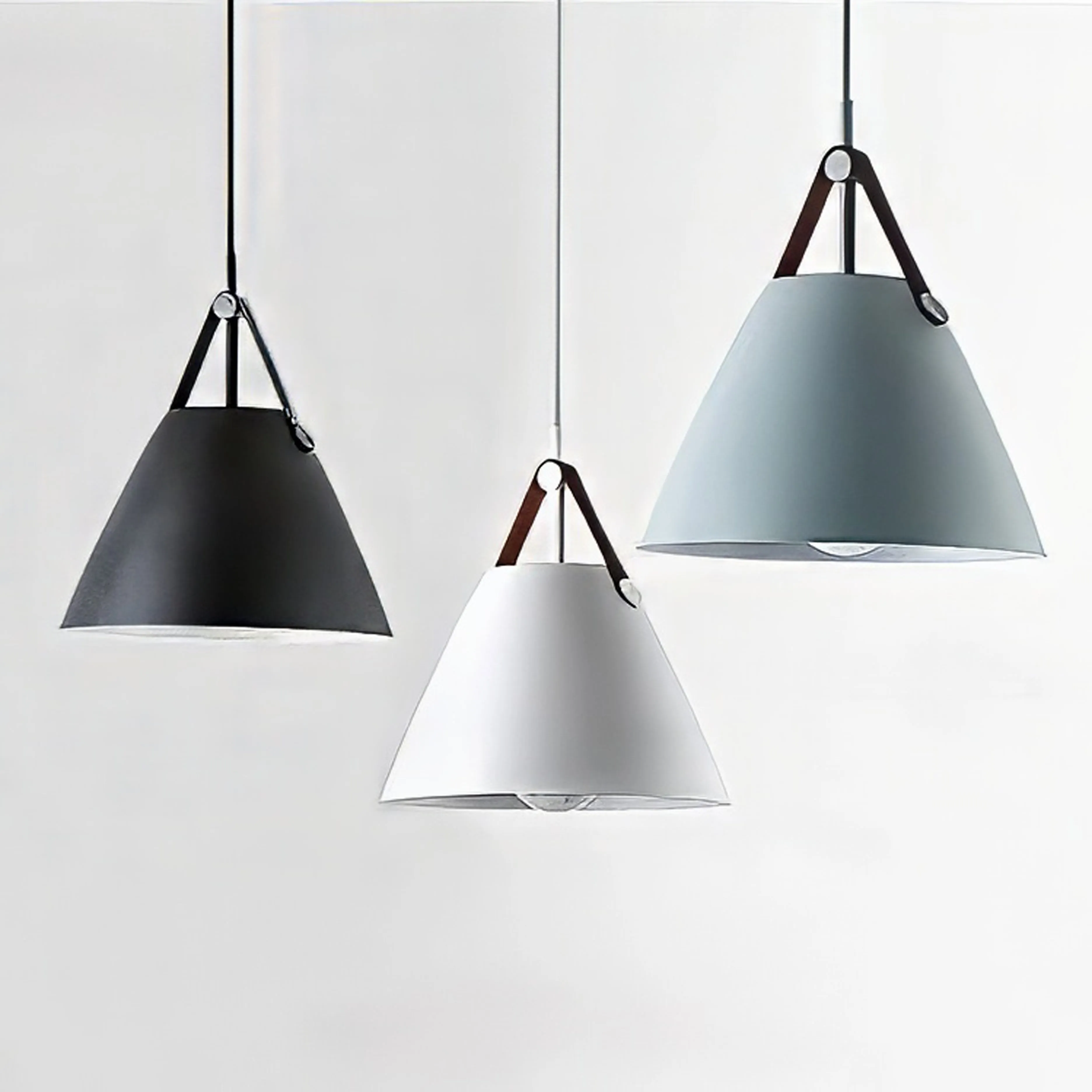 Modern Northern European pendant lamp, tapered iron design