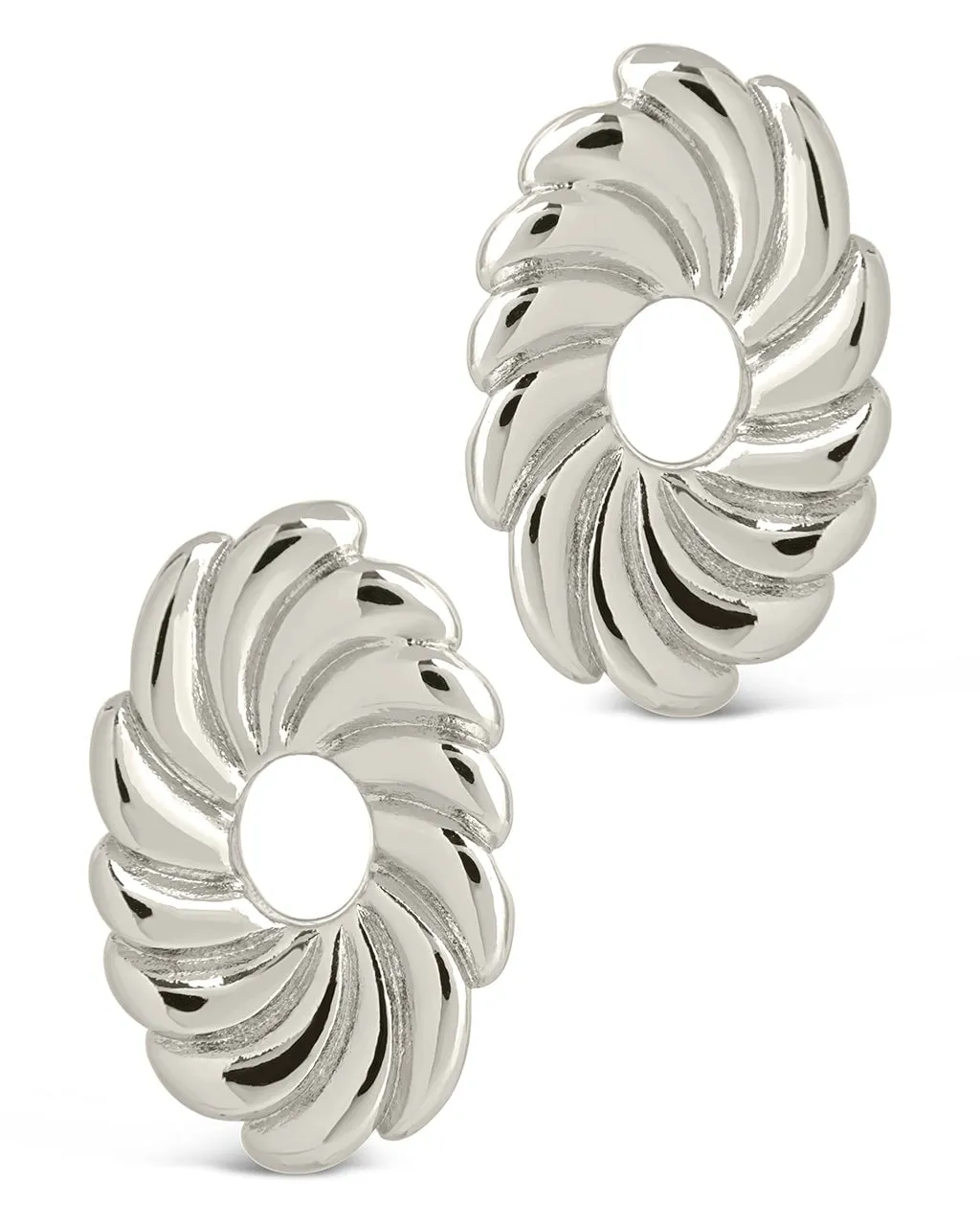 Moulinet Textured Circle Stud Earrings