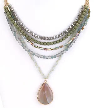 Multiple Strands Agate Pendant Necklace