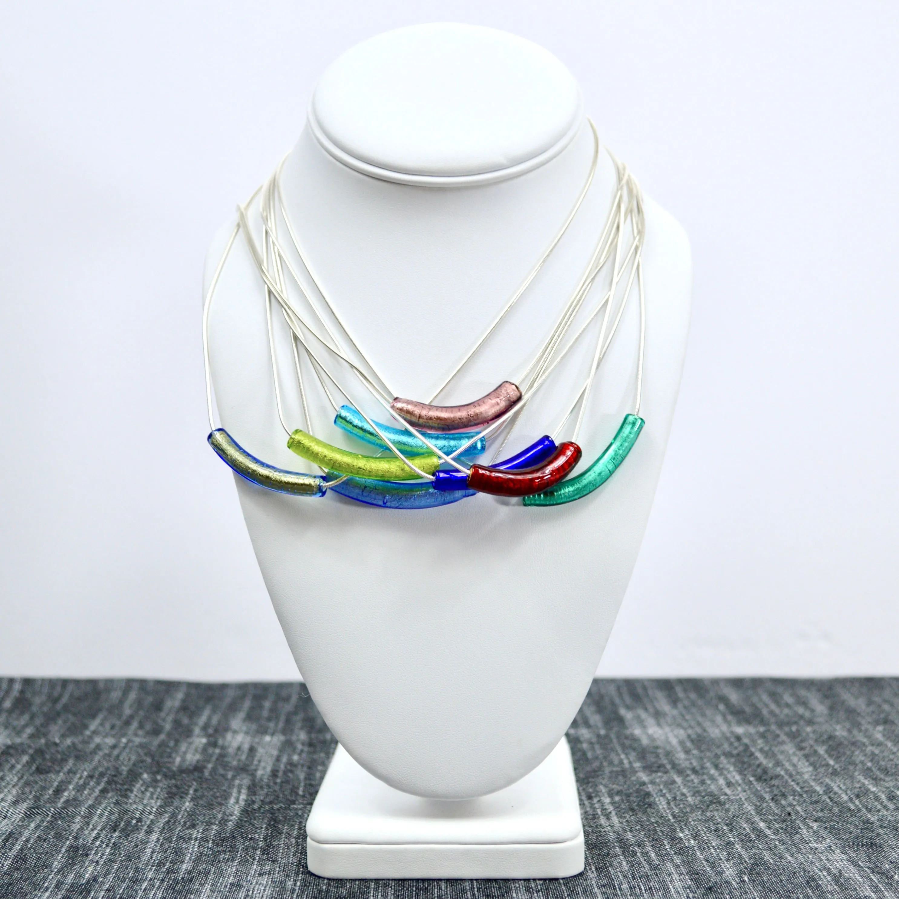 Murano Glass Giulia Necklace, Sterling Silver, Blue, Made in Italy