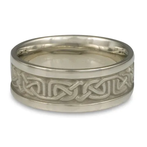 Narrow Self Bordered Labyrinth Wedding Ring in Palladium