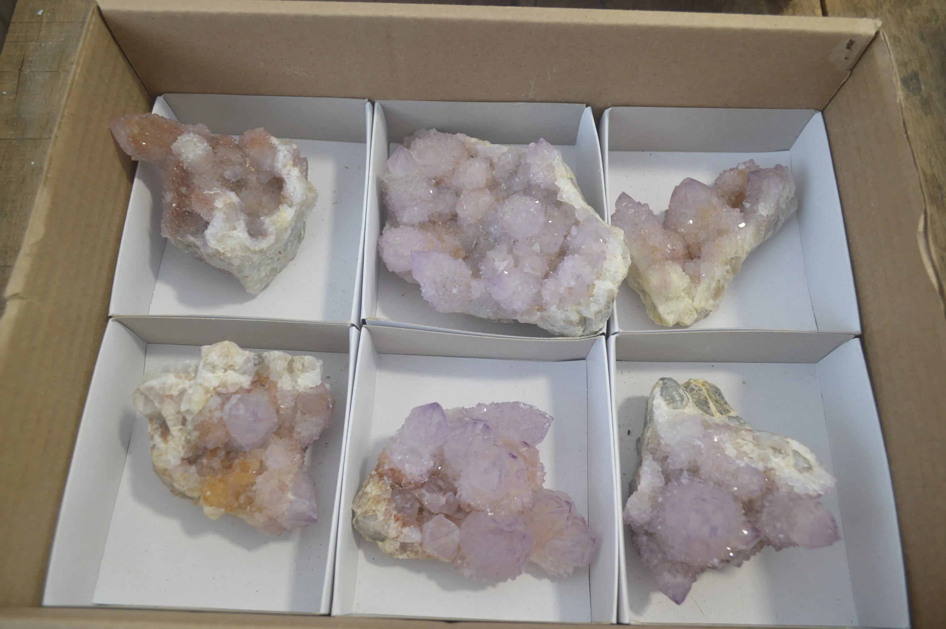 Natural Amethyst Spirit Quartz Clusters x 6 From Boekenhouthoek, South Africa