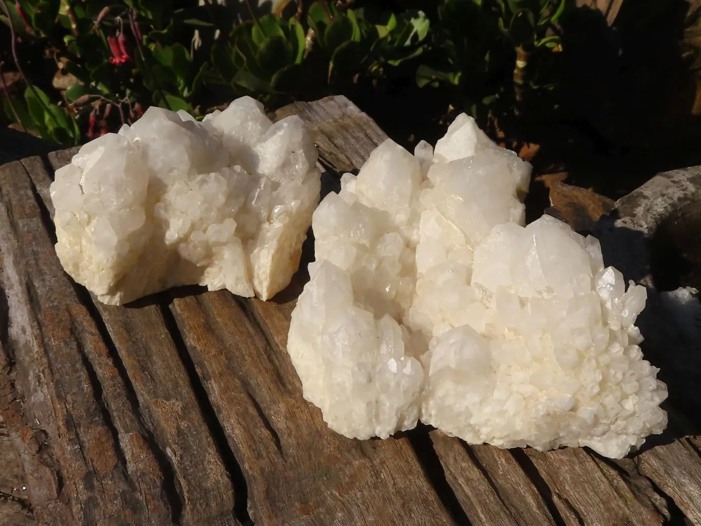 Natural "Cathedral Window" Candle Quartz Formations x 2 From Madagascar